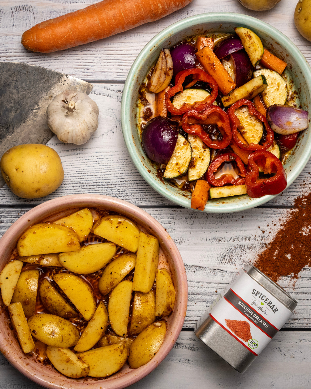 Spicebar x evergrate: Verruchtes Ofengemüse x Kartoffelwedges
