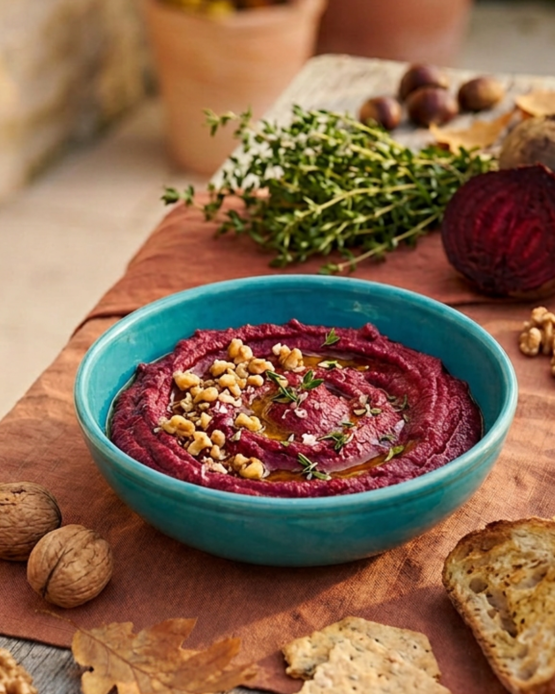 Rote Bete Walnuss Aufstrich mit Feta