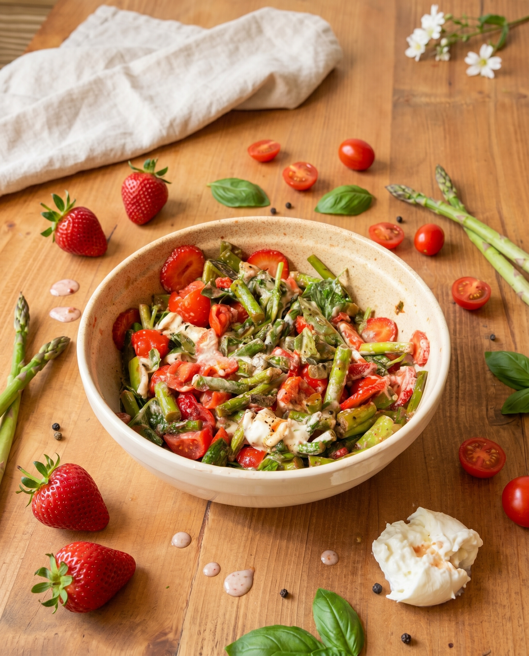 Spargel-Erdbeer-Salat mit Burrata