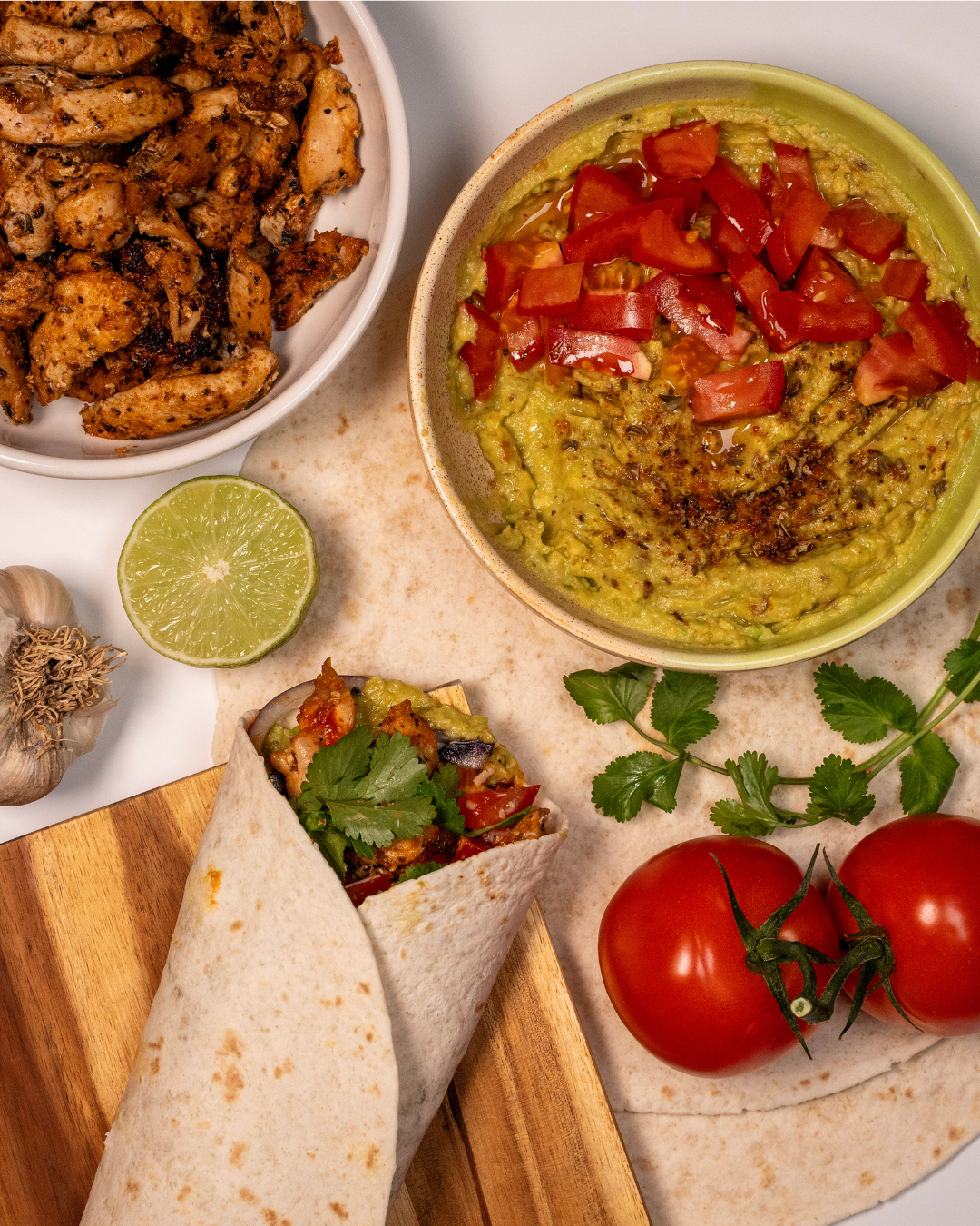 Tacos mit Hähnchen und Knoblauch - Rezept mit frischer Guacamole