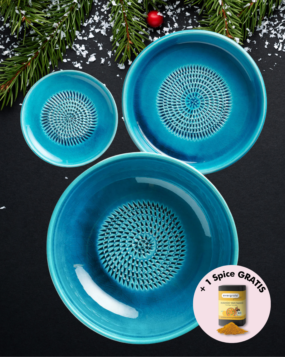 1 Tellerreibe, 1 Dipschale und 1 Reibeschüssel nach Wahl *Trio*