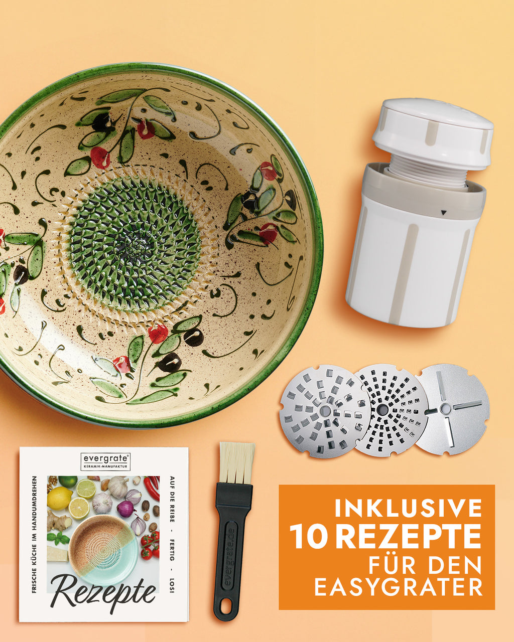 Easy-Set 4 - Reibeschüssel + EasyGrater + 10 Rezeptkarten