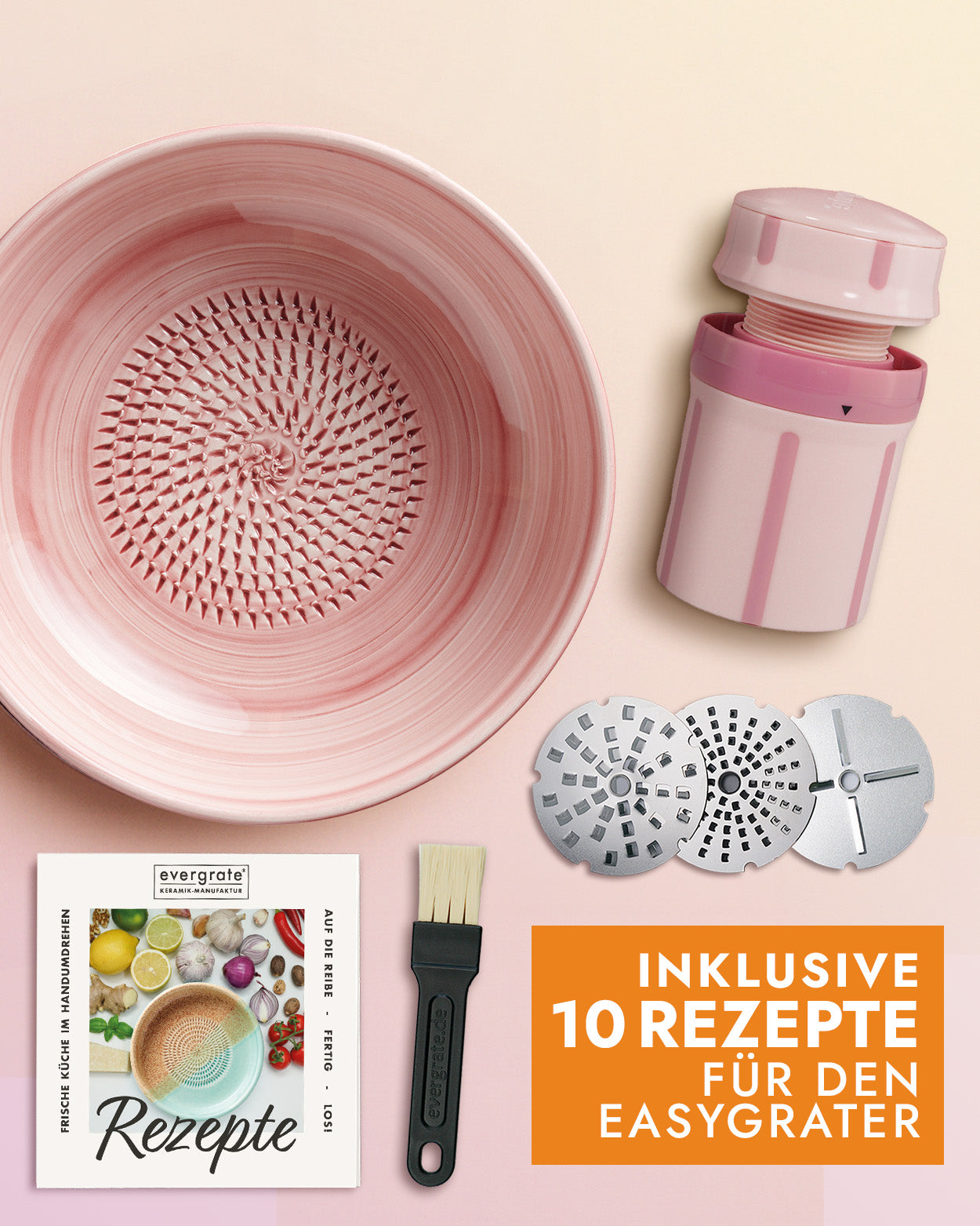 Easy-Set 4 - Reibeschüssel + EasyGrater + 10 Rezeptkarten