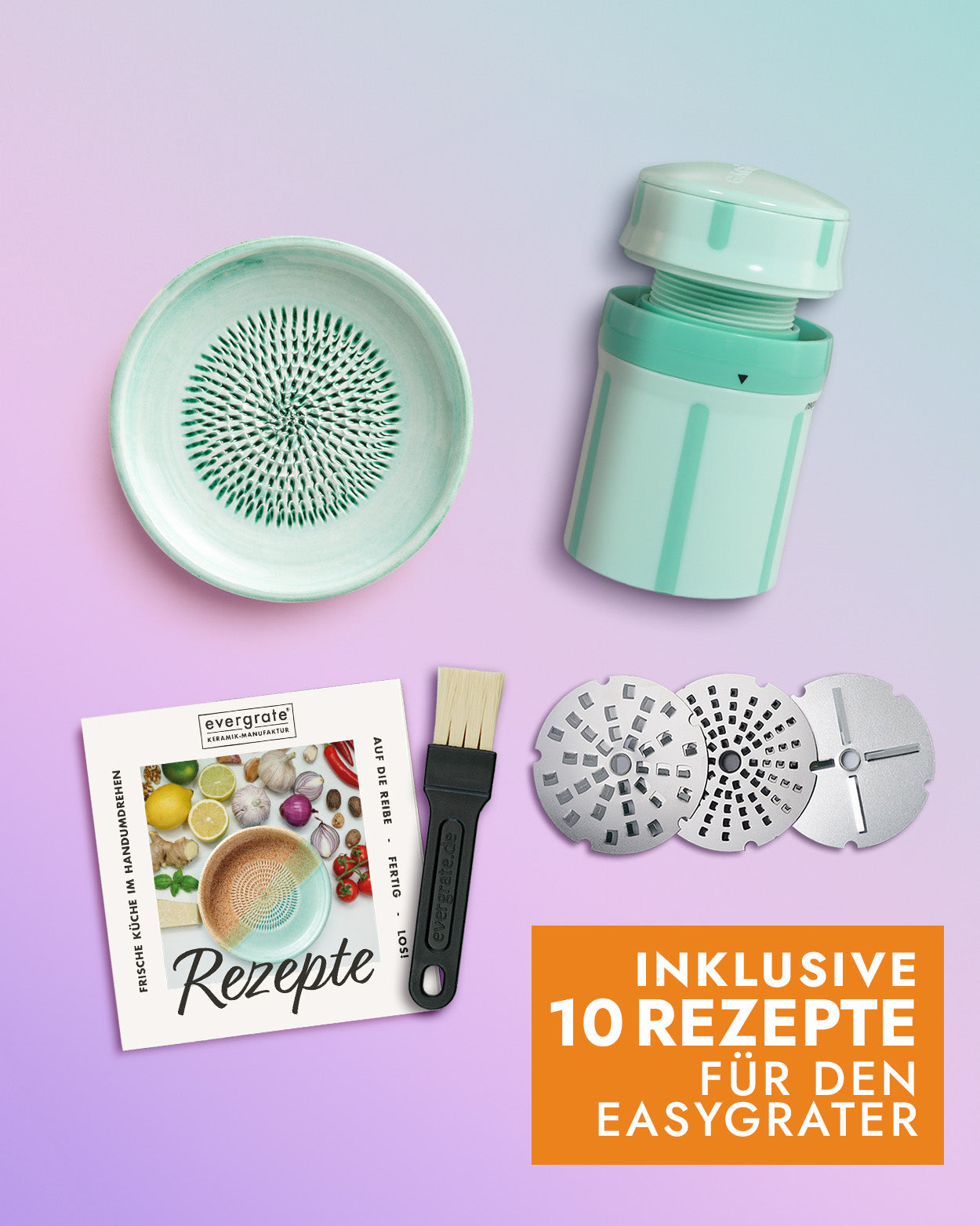 Easy-Set 3 - EasyGrater + Tellerreibe + 10 Rezeptkarten