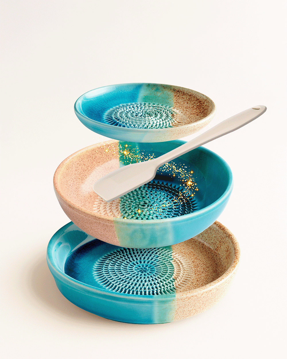 Magic Mix-Bowl-Set mit Tellerreibe, Dipschale und Silikonspachtel