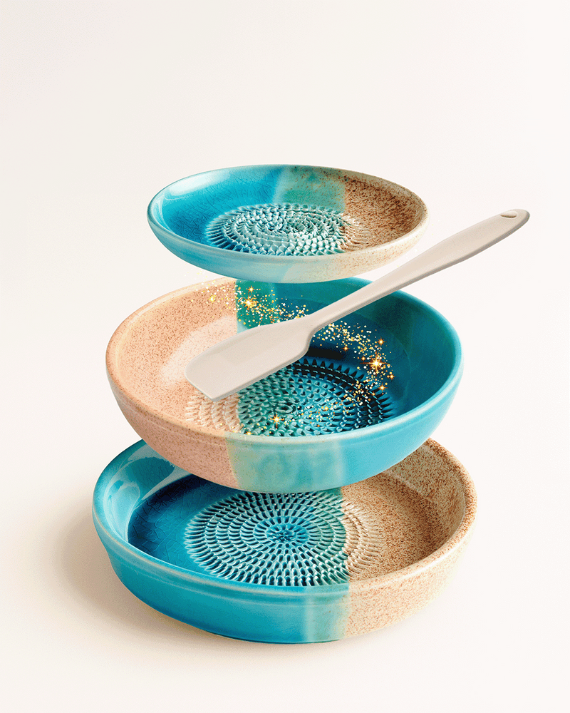 Magic Mix-Bowl Set with Plate Grater, Dip Bowl, and Silicone Spatula
