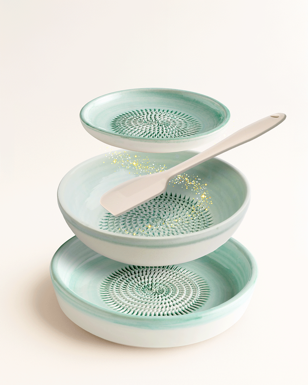 Magic Mix-Bowl-Set mit Tellerreibe, Dipschale und Silikonspachtel